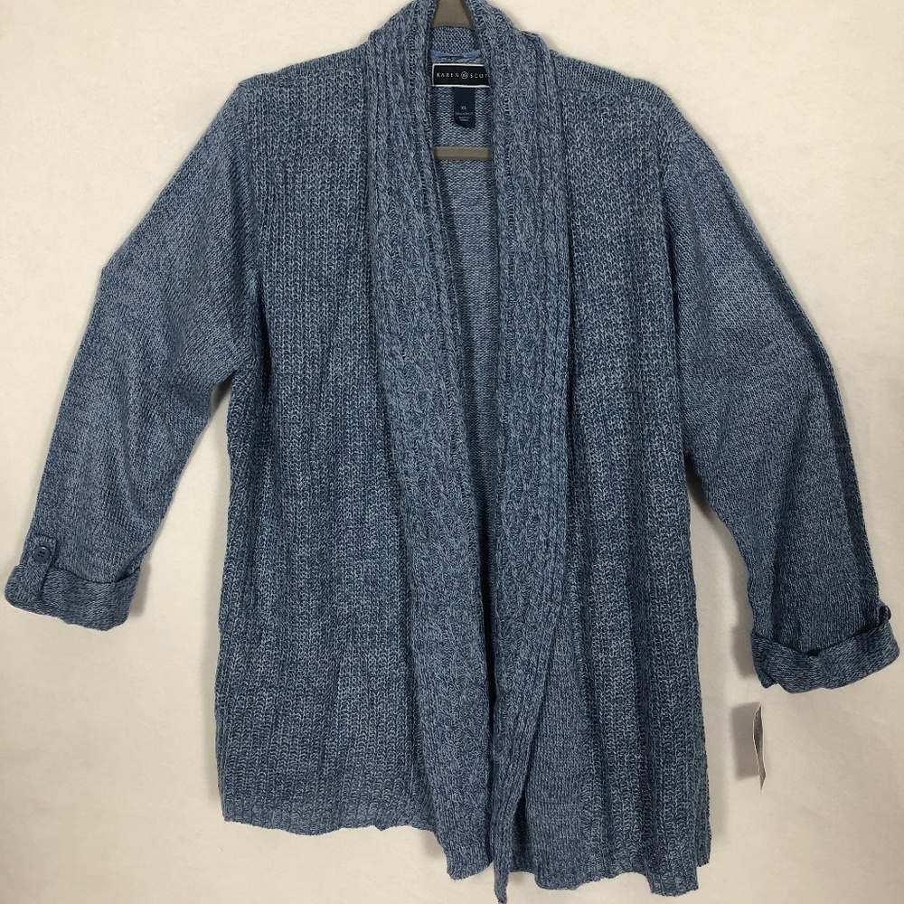Karen Scott Mixed-Knit Cardigan Sweater